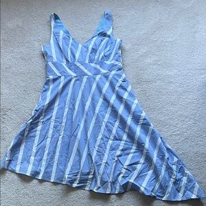 Plenty by Tracy Reese Striped Sky Blue Asymmetric Summer Dress 12 Worn Once